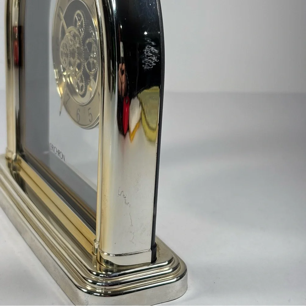 VINTAGE VERICHRON Quartz Takane Gold‎ MANTEL Desk Clock Gears Move Works